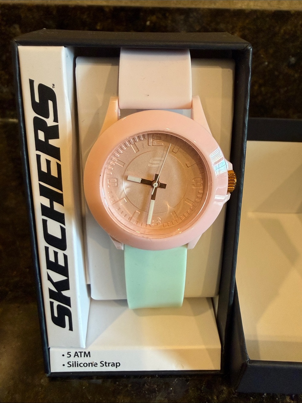 Skechers Pink Case Mint Green Silicone Strap Watch